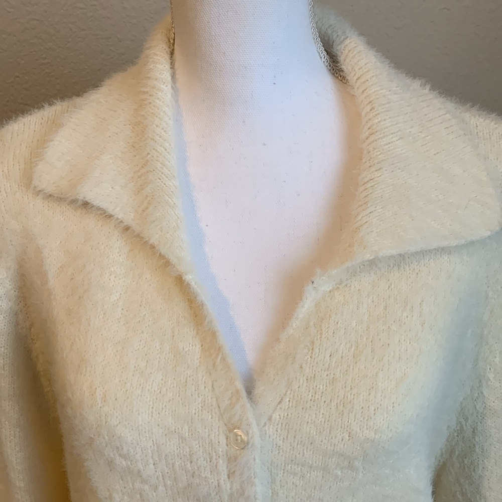 NWOT Wild Fable Cream Button Front Collar Sweater - Picture 2 of 8